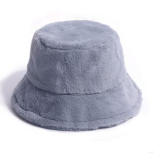 female winter warm thick women solid color custom logo plush fuzzy furry fluffy Faux Fur Bucket Hat