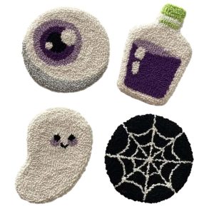 Innermor Halloween Handmade ghost pumpkin Tufted Cup Coasters Mini Mug Rug All Saints' Day Festival table decor cup mat