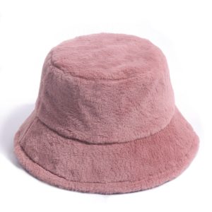 female winter warm thick women solid color custom logo plush fuzzy furry fluffy Faux Fur Bucket Hat