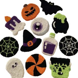 Innermor Halloween Handmade ghost pumpkin Tufted Cup Coasters Mini Mug Rug All Saints' Day Festival table decor cup mat
