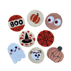 Innermor Halloween Handmade ghost pumpkin Tufted Cup Coasters Mini Mug Rug All Saints' Day Festival table decor cup mat