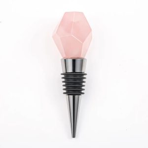 Custom Logo Crystal Wine Stopper Wholesale Rose Quartz Gemstone Christmas Whiskey Vacuum Wine Bottle Stoppers Bar Accessories