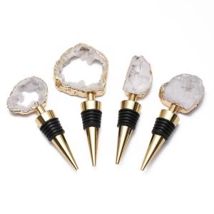 Custom Logo Crystal Wine Stopper Wholesale Rose Quartz Gemstone Christmas Whiskey Vacuum Wine Bottle Stoppers Bar Accessories