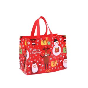 Eco-friendly Foldable Reusable Non Woven Fabric PP Laminated Christmas Rustic Totes Shopping Bags