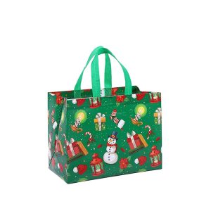 Eco-friendly Foldable Reusable Non Woven Fabric PP Laminated Christmas Rustic Totes Shopping Bags