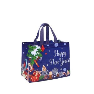 Eco-friendly Foldable Reusable Non Woven Fabric PP Laminated Christmas Rustic Totes Shopping Bags
