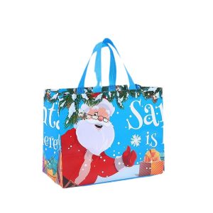 Eco-friendly Foldable Reusable Non Woven Fabric PP Laminated Christmas Rustic Totes Shopping Bags