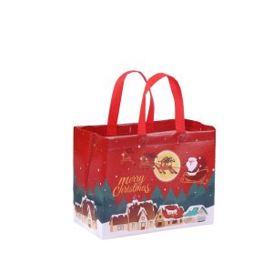 Eco-friendly Foldable Reusable Non Woven Fabric PP Laminated Christmas Rustic Totes Shopping Bags