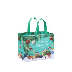 Eco-friendly Foldable Reusable Non Woven Fabric PP Laminated Christmas Rustic Totes Shopping Bags