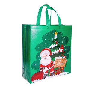 Eco-friendly Foldable Reusable Non Woven Fabric PP Laminated Christmas Rustic Totes Shopping Bags