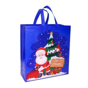 Eco-friendly Foldable Reusable Non Woven Fabric PP Laminated Christmas Rustic Totes Shopping Bags
