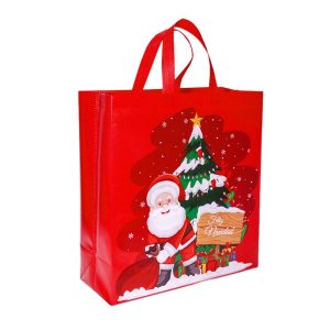 Eco-friendly Foldable Reusable Non Woven Fabric PP Laminated Christmas Rustic Totes Shopping Bags